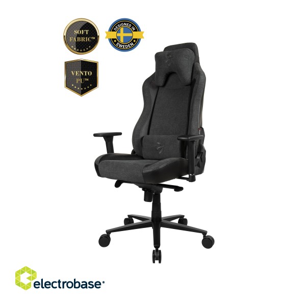Arozzi mm | Vento Polyurethane; Soft Fabric; Metal; Aluminium | Vernazza Vento Gaming Chair Dark Grey image 3