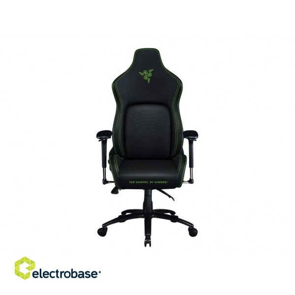 Razer mm | PVC Leather; Metal; Plywood | Iskur Ergonomic Gaming Chair Black/Green image 2