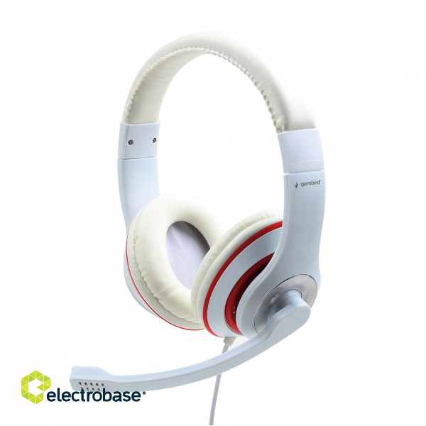 Gembird | Stereo Headset | MHS 03 WTRD | 3.5 mm | Headset | White with Red Ring paveikslėlis 1
