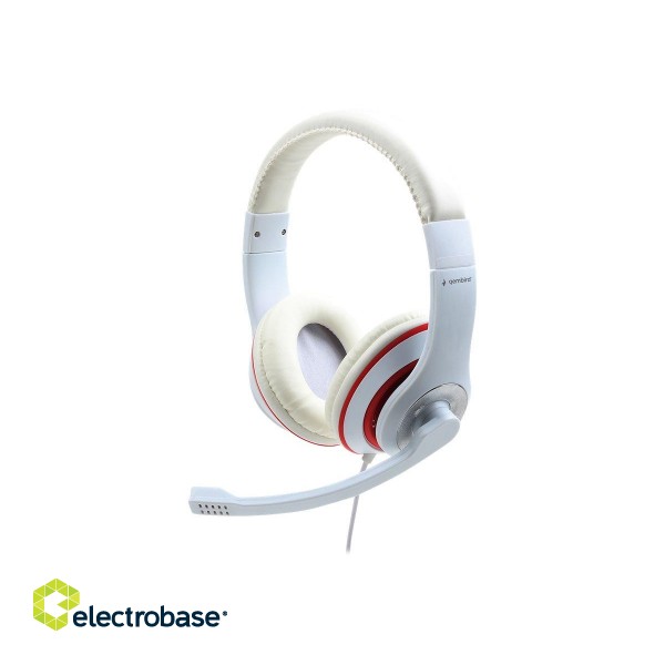 Gembird | Stereo Headset | MHS 03 WTRD | 3.5 mm | Headset | White with Red Ring image 2