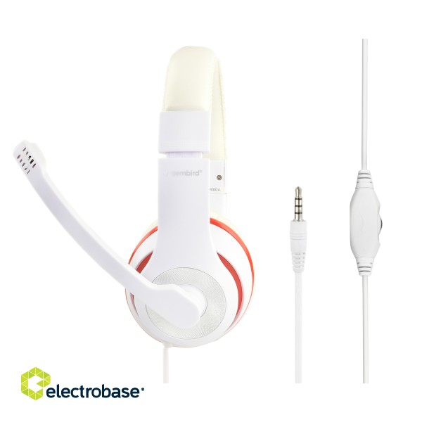 Gembird | Stereo Headset | MHS 03 WTRD | 3.5 mm | Headset | White with Red Ring paveikslėlis 3