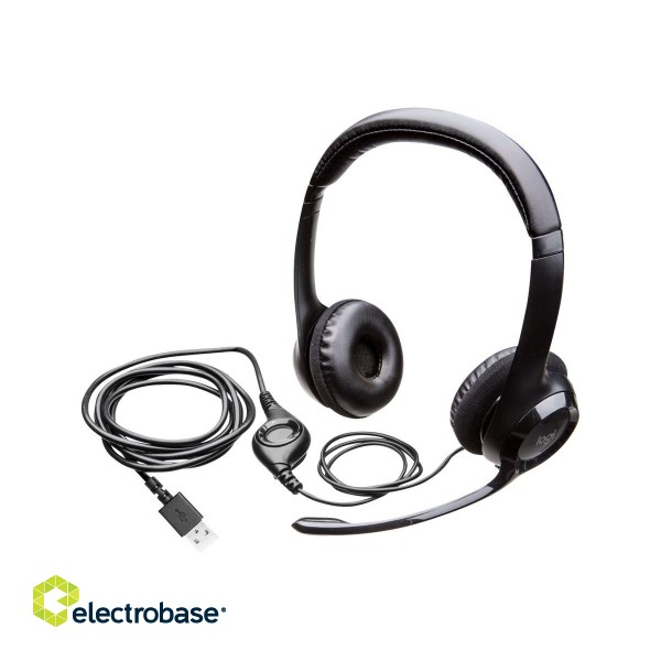 Logitech | Computer headset | H390 | On-Ear Built-in microphone | USB Type-A | Black image 1