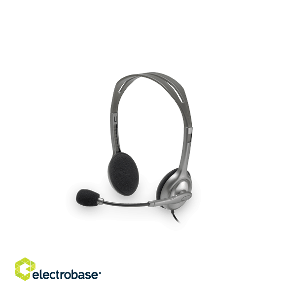 Logitech | Stereo headset | H111 | On-Ear Built-in microphone | 3.5 mm | Grey paveikslėlis 1