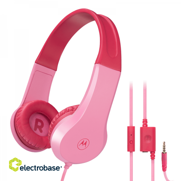 Motorola | Kids Wired Headphones | Moto JR200 | Over-Ear Built-in microphone | Over-Ear | 3.5 mm plug | Pink фото 1