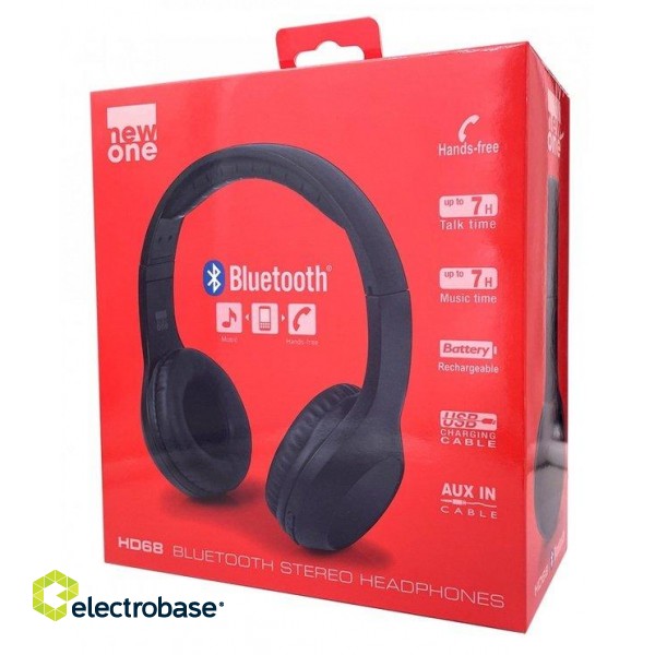 New-One | Headphones | HD 68 | Wireless | Bluetooth | Black paveikslėlis 5