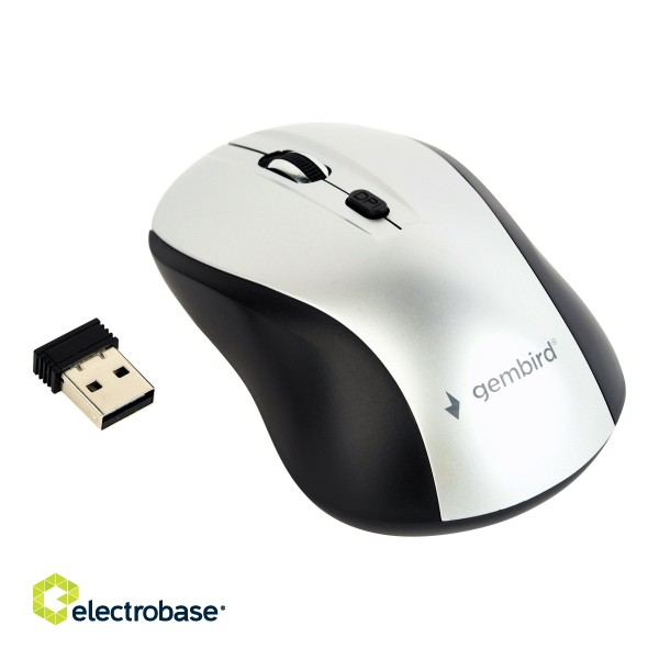 Gembird | Optical Mouse | MUSW-4B-02-BS | Wireless | USB | Black/silver paveikslėlis 1