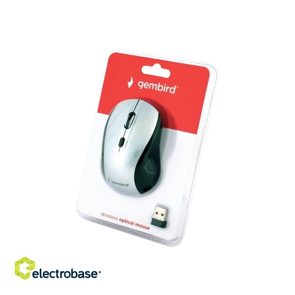 Gembird | Optical Mouse | MUSW-4B-02-BS | Wireless | USB | Black/silver paveikslėlis 3