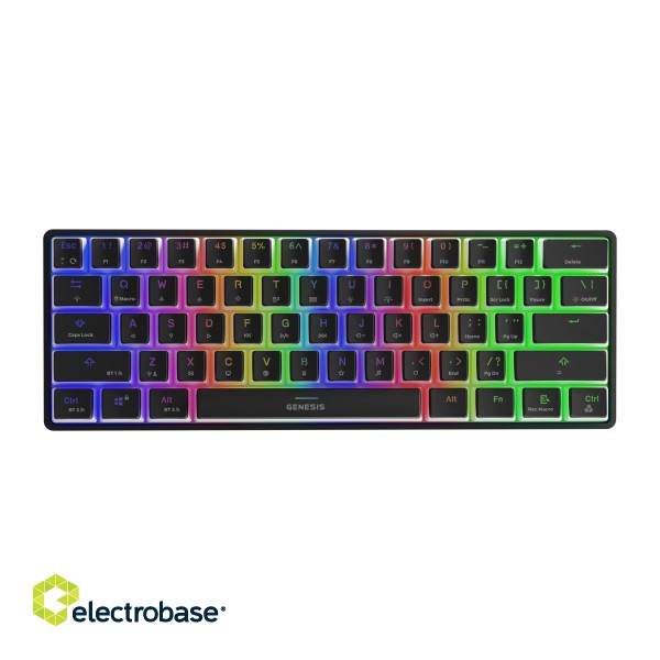 Genesis | THOR 660 RGB | Black | Mechanical Gaming Keyboard | Wireless | RGB LED light | US | Bluetooth | USB Type-C | 588 g | Gateron Brown image 1