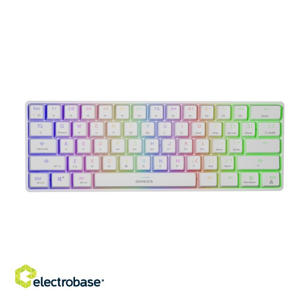 Genesis | THOR 660 RGB | White | Mechanical Gaming Keyboard | Wireless | RGB LED light | US | Bluetooth | USB Type-C | 588 g | Gateron Brown image 1