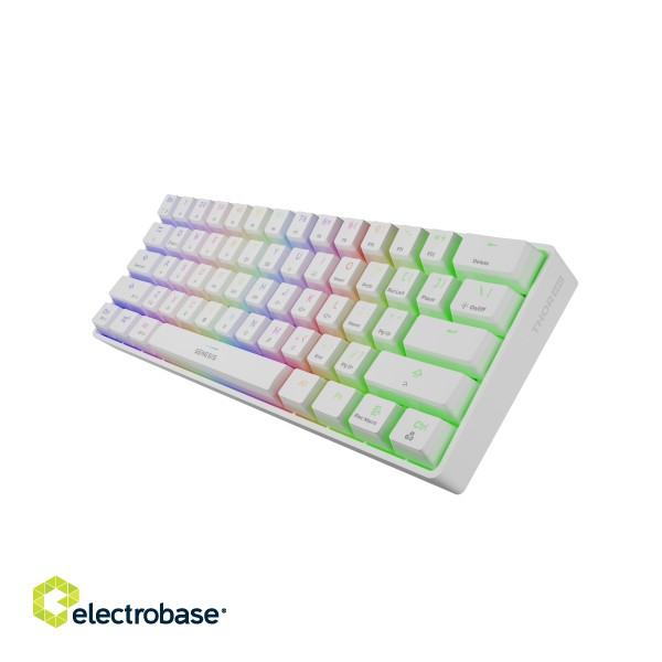 Genesis | THOR 660 RGB | White | Mechanical Gaming Keyboard | Wireless | RGB LED light | US | Bluetooth | USB Type-C | 588 g | Gateron Brown image 2