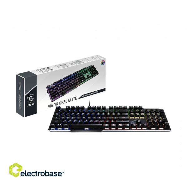 MSI | GK50 Elite | Gaming keyboard | Wired | RGB LED light | US | Black/Silver paveikslėlis 10