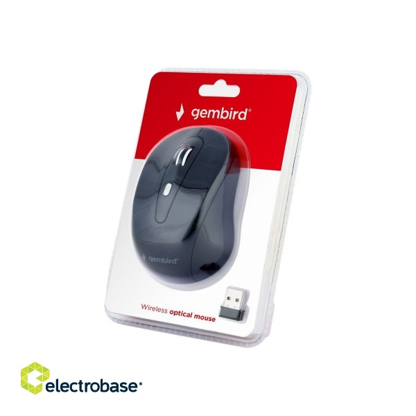 Gembird | 6-button wireless optical mouse | MUSW-6B-01 | Optical mouse | USB | Black paveikslėlis 4