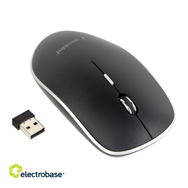 Gembird | Silent Wireless Optical Mouse | MUSW-4BS-01 | Optical mouse | USB | Black paveikslėlis 3