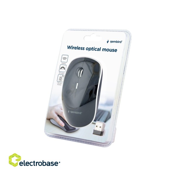 Gembird | Silent Wireless Optical Mouse | MUSW-4BS-01 | Optical mouse | USB | Black paveikslėlis 6