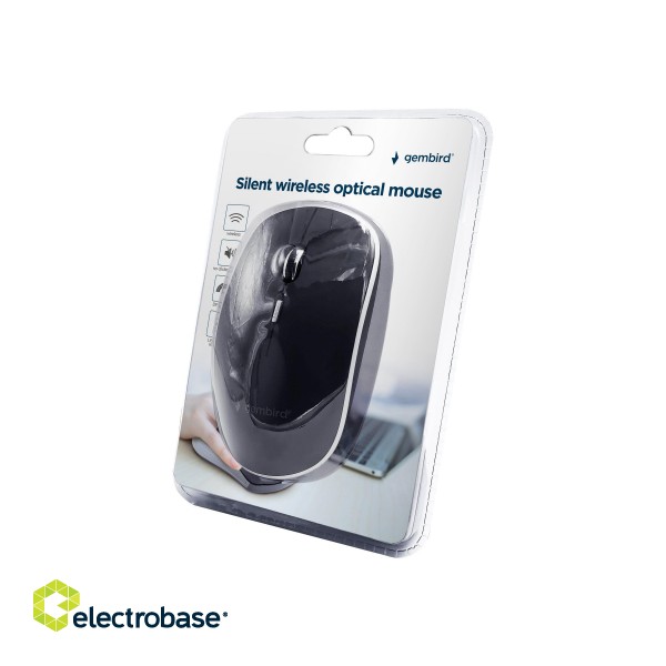 Gembird | Silent Wireless Optical Mouse | MUSW-4BS-01 | Optical mouse | USB | Black paveikslėlis 7