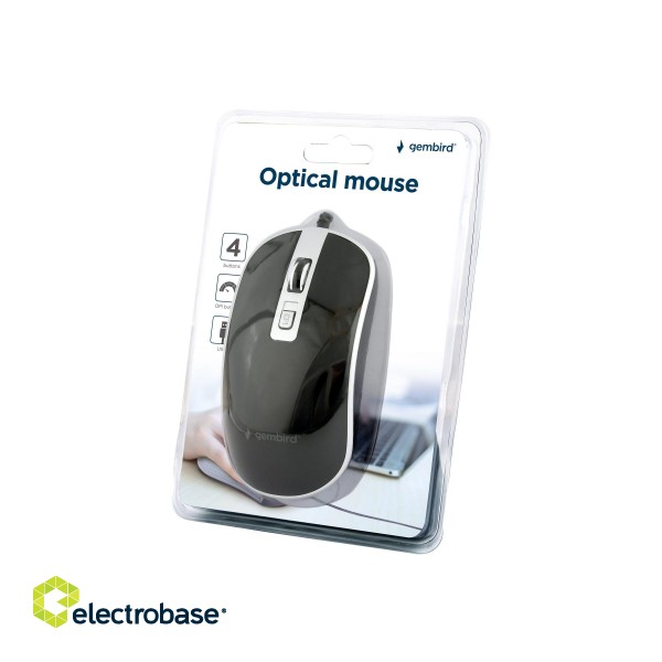 Gembird | Optical USB mouse | MUS-4B-06-BS | Optical mouse | Black/Silver image 7