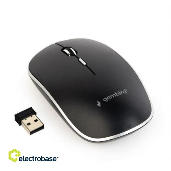 Gembird | Silent Wireless Optical Mouse | MUSW-4BS-01 | Optical mouse | USB | Black paveikslėlis 1