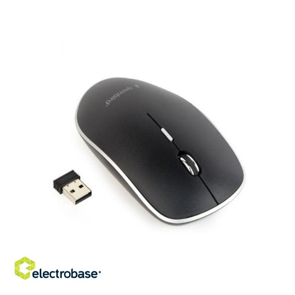 Gembird | Silent Wireless Optical Mouse | MUSW-4BS-01 | Optical mouse | USB | Black paveikslėlis 2