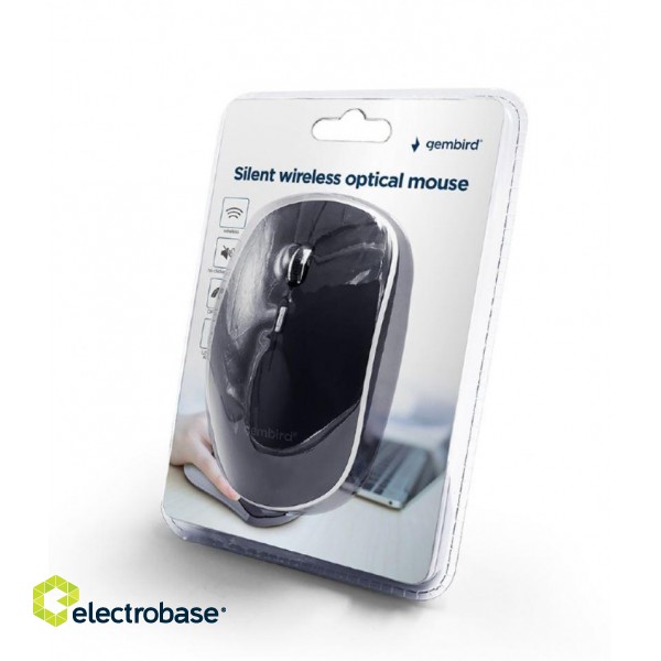 Gembird | Silent Wireless Optical Mouse | MUSW-4BS-01 | Optical mouse | USB | Black paveikslėlis 4
