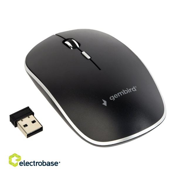 Gembird | Silent Wireless Optical Mouse | MUSW-4BS-01 | Optical mouse | USB | Black paveikslėlis 5