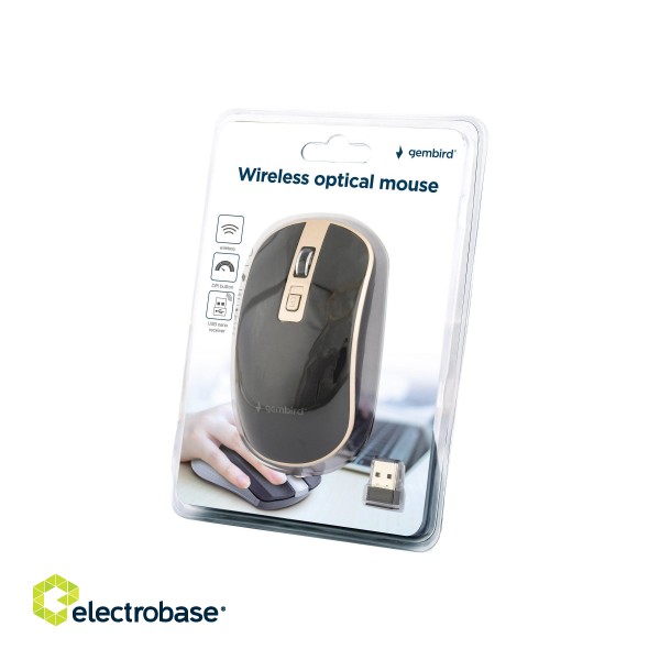 Gembird | Wireless Optical mouse | MUSW-4B-06-BG | Optical mouse | USB | Black paveikslėlis 7