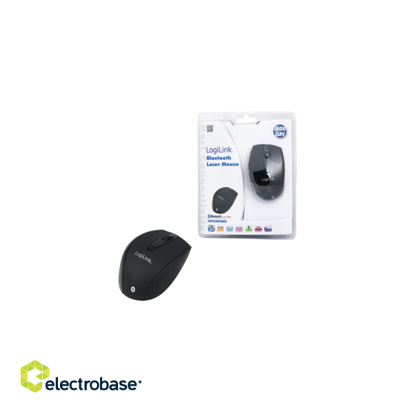 Logilink | Bluetooth Laser Mouse; | Maus Laser Bluetooth mit 5 Tasten | wireless | Black paveikslėlis 1