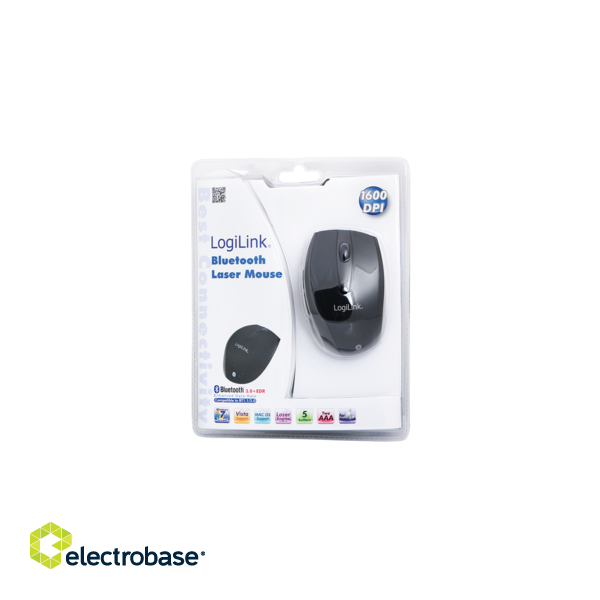 Logilink | Bluetooth Laser Mouse; | Maus Laser Bluetooth mit 5 Tasten | wireless | Black paveikslėlis 2