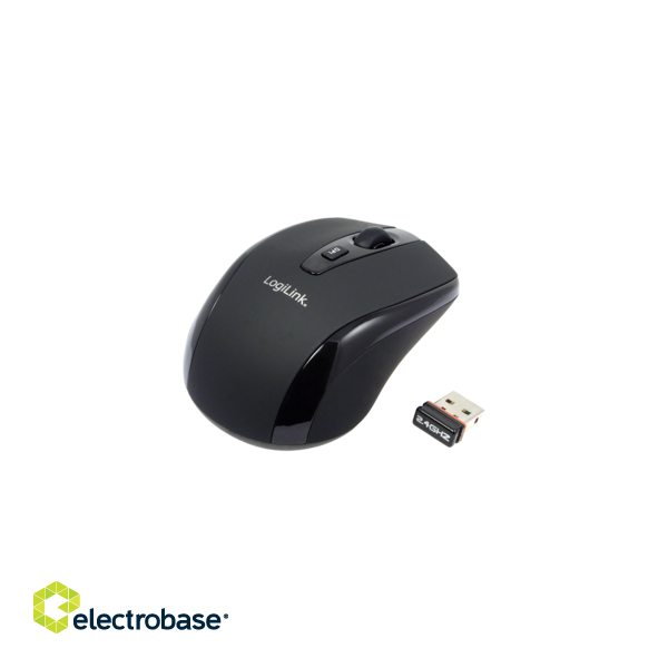 Logilink | 2.4GH wireless mini mouse with autolink | Maus optisch Funk 2.4 GHz | wireless | Black paveikslėlis 1