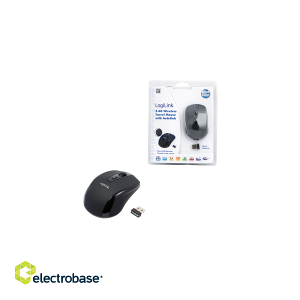 Logilink | 2.4GH wireless mini mouse with autolink | Maus optisch Funk 2.4 GHz | wireless | Black paveikslėlis 5