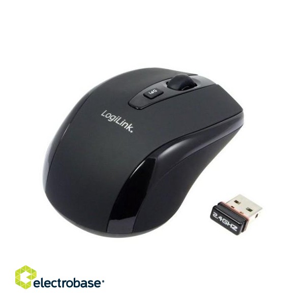 Logilink | 2.4GH wireless mini mouse with autolink | Maus optisch Funk 2.4 GHz | wireless | Black paveikslėlis 6