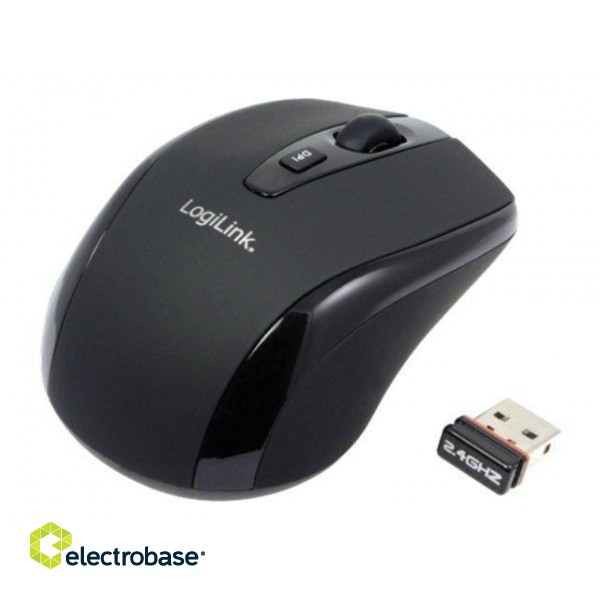 Logilink | 2.4GH wireless mini mouse with autolink | Maus optisch Funk 2.4 GHz | wireless | Black paveikslėlis 3