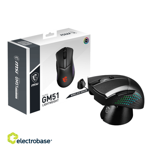 MSI | Lightweight Wireless Gaming Mouse | GM51 | Gaming Mouse | Wireless | 2.4GHz | Black paveikslėlis 5