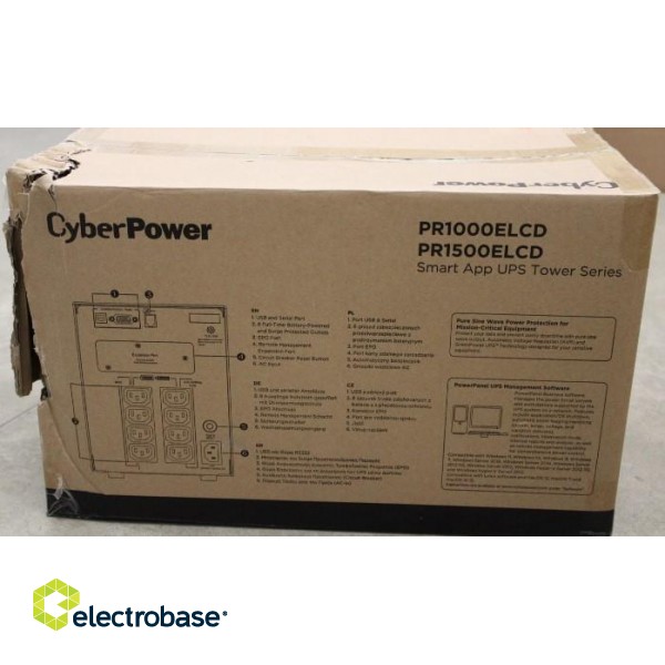 SALE OUT.CyberPower PR1500ELCD Smart App UPS Systems CyberPower Smart App UPS Systems PR1500ELCD 1500 VA 1350 W DAMAGED PACKAGING image 1