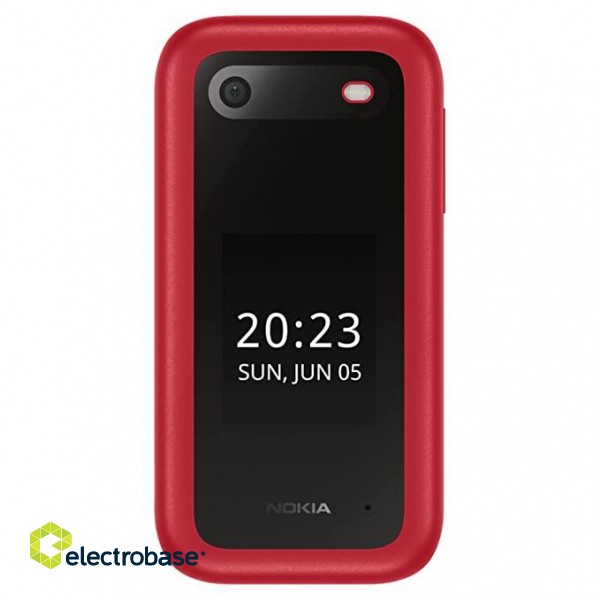 Nokia | 2660 TA-1469 | Red | 2.8 " | TFT LCD | 48 MB | 240 x 320 | Unisoc | 0.128 GB | Dual SIM | Nano-SIM | Yes | Main camera 0.3 MP | Secondary camera  MP | 1450  mAh | Bluetooth | 4.2 image 1