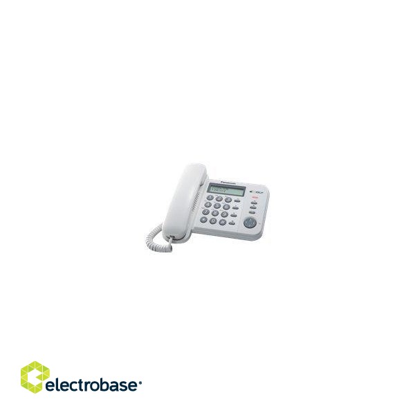 Panasonic | Corded | KX-TS560FXW | Built-in display | Caller ID | White | 198 x 195 x 95 mm | Phonebook capacity 50 entries | 588 g фото 3