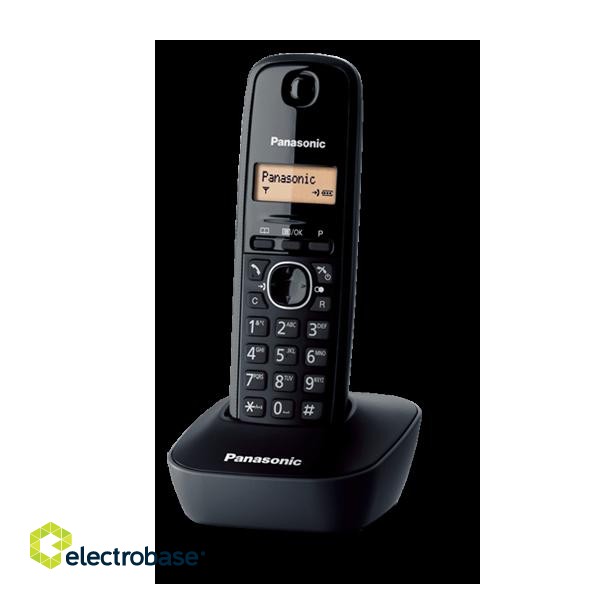 Panasonic | Cordless | KX-TG1611FXH | Built-in display | Caller ID | Black | Phonebook capacity 50 entries | Wireless connection paveikslėlis 1