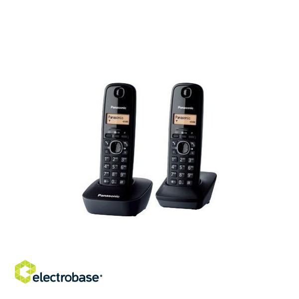 Panasonic | Cordless | KX-TG1612FXH | Built-in display | Caller ID | Black | Conference call | Phonebook capacity 50 entries | Wireless connection image 2