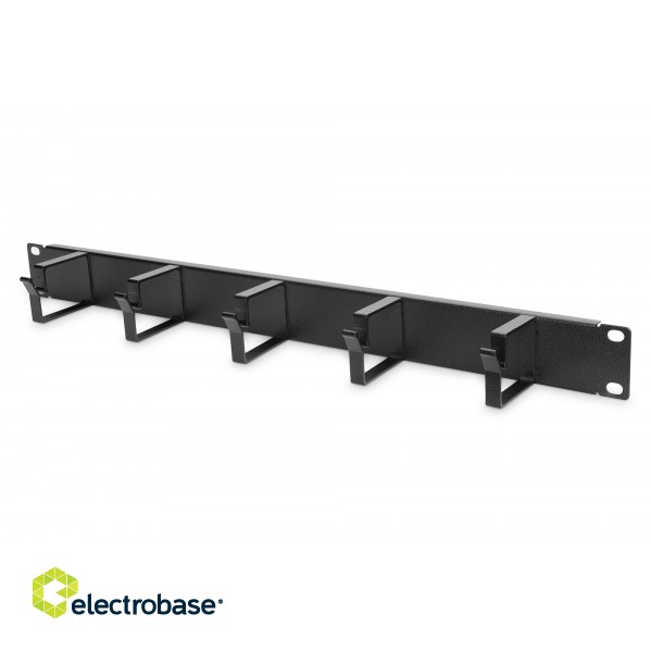 Digitus | Cable Management Panel | DN-97602 | Black | 5x cable management ring (HxD: 40x60 mm). The Cable Management Panel is getting fixed on the 483 mm (19“) profile rails. Five cable guiding rings allow an easy фото 1