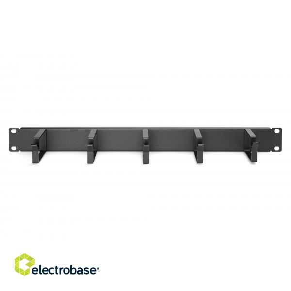 Digitus | Cable Management Panel | DN-97602 | Black | 5x cable management ring (HxD: 40x60 mm). The Cable Management Panel is getting fixed on the 483 mm (19“) profile rails. Five cable guiding rings allow an easy image 3