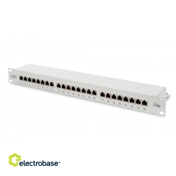 Digitus | Patch Panel | DN-91524S | White | Category: CAT 5e; Ports: 24 x RJ45; Retention strength: 7.7 kg; Insertion force: 30N max | 48.2 x 4.4 x 10.9 cm фото 1