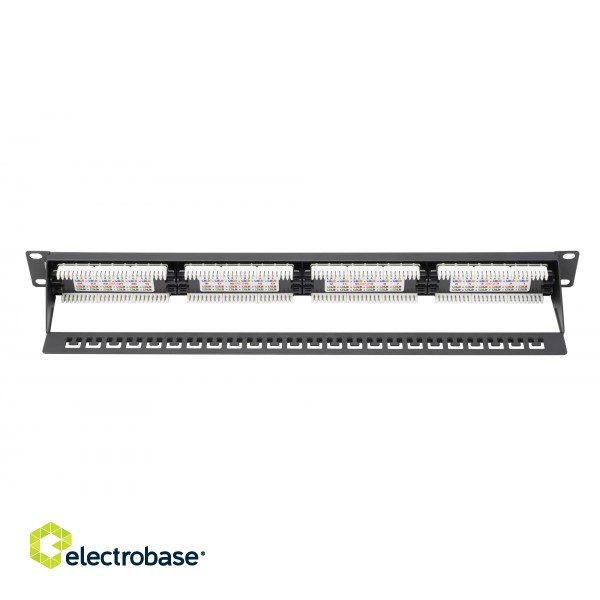 Digitus | Patch Panel | DN-91624U | Black | Category: CAT 6; Ports: 24 x RJ45; Retention strength: 7.7 kg; Insertion force: 30N max | 48.2 x 4.4 x 10.9 cm фото 3