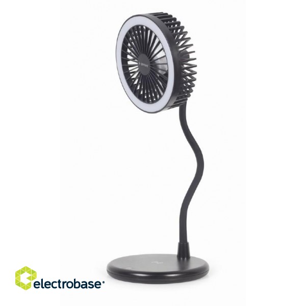 Gembird | TA-WPC10-LEDFAN-01 Desktop Fan With Lamp And Wireless Charger | N/A | Phone or tablet with built-in Qi wireless charging image 1