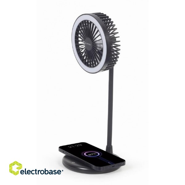 Gembird | TA-WPC10-LEDFAN-01 Desktop Fan With Lamp And Wireless Charger | N/A | Phone or tablet with built-in Qi wireless charging image 2