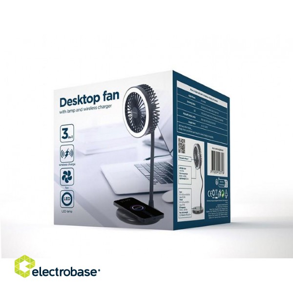 Gembird | TA-WPC10-LEDFAN-01 Desktop Fan With Lamp And Wireless Charger | N/A | Phone or tablet with built-in Qi wireless charging image 4