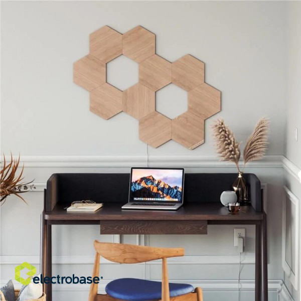 NanoleafElements Wood Look Hexagons Expansion Pack (3 panels)WCool White + Warm White image 5