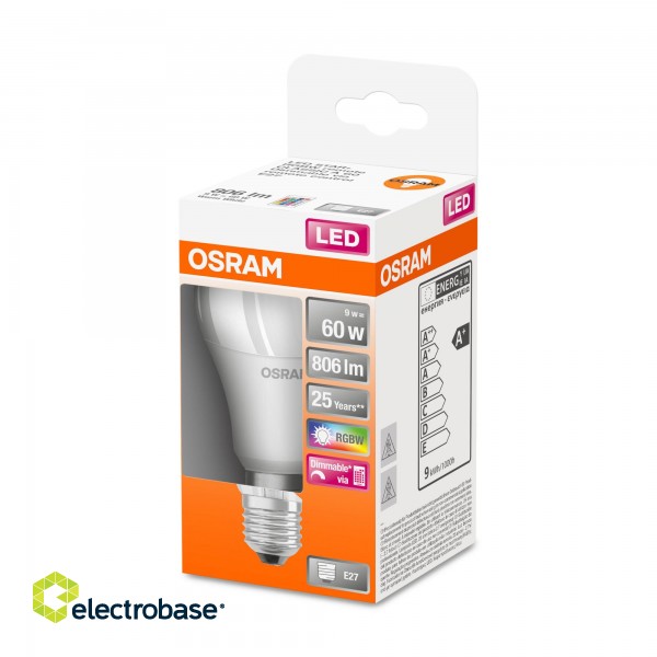 Osram | LED Star+ Classic A RGBW FR 60 dimmable 9W/827 E27 bulb with Remote Control | 9 W | RGBW image 4