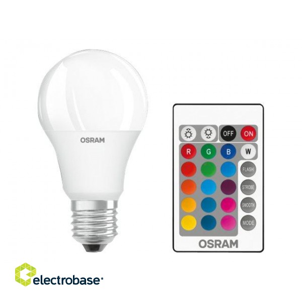 Osram | LED Star+ Classic A RGBW FR 60 dimmable 9W/827 E27 bulb with Remote Control | 9 W | RGBW image 2