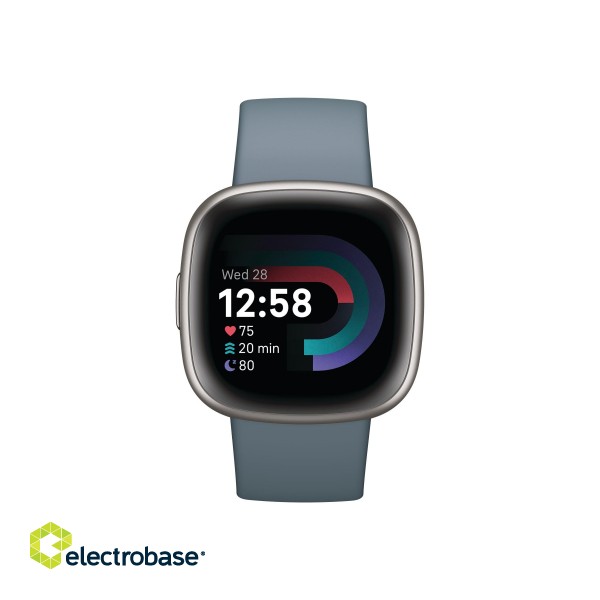 Versa 4 | Smart watch | NFC | GPS (satellite) | AMOLED | Touchscreen | Activity monitoring 24/7 | Waterproof | Bluetooth | Wi-Fi | Waterfall Blue/Platinum image 2