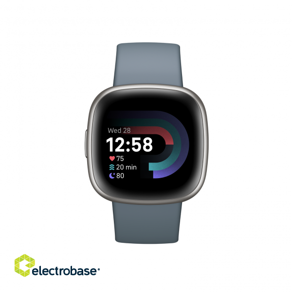 Versa 4 | Smart watch | NFC | GPS (satellite) | AMOLED | Touchscreen | Activity monitoring 24/7 | Waterproof | Bluetooth | Wi-Fi | Waterfall Blue/Platinum image 4