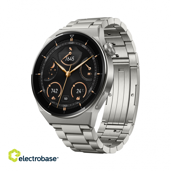 WATCH | GT 3 Pro (46 mm) | Smart watch | GPS (satellite) | AMOLED | Touchscreen | Activity monitoring 24/7 | Waterproof | Bluetooth | Titanium Gray Case with Titanium Strap image 2